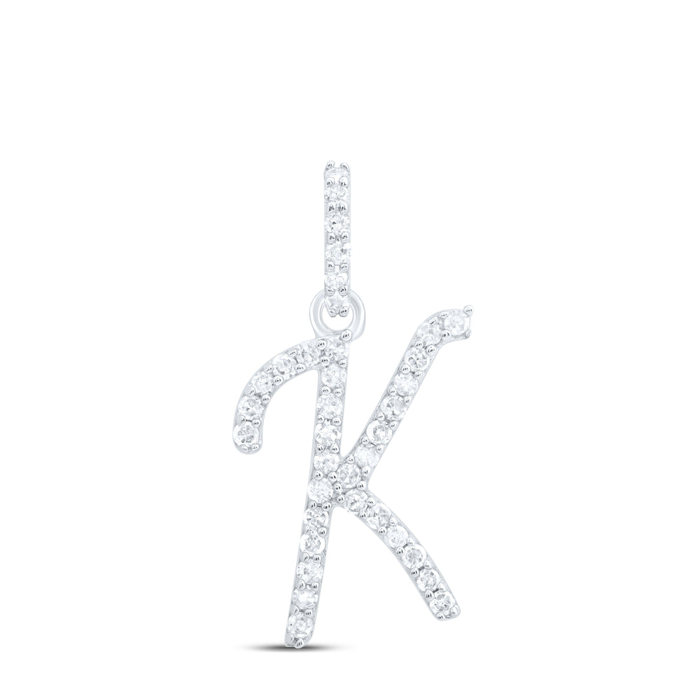 10K White Gold Natural Diamond P1 Gift Initial Pendant