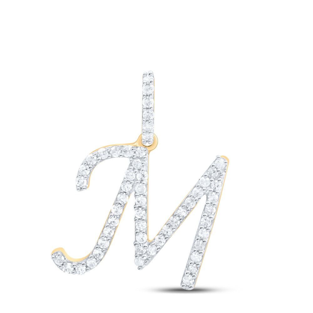 10kt Yellow Or White Gold Natural Diamond Initial Pendant