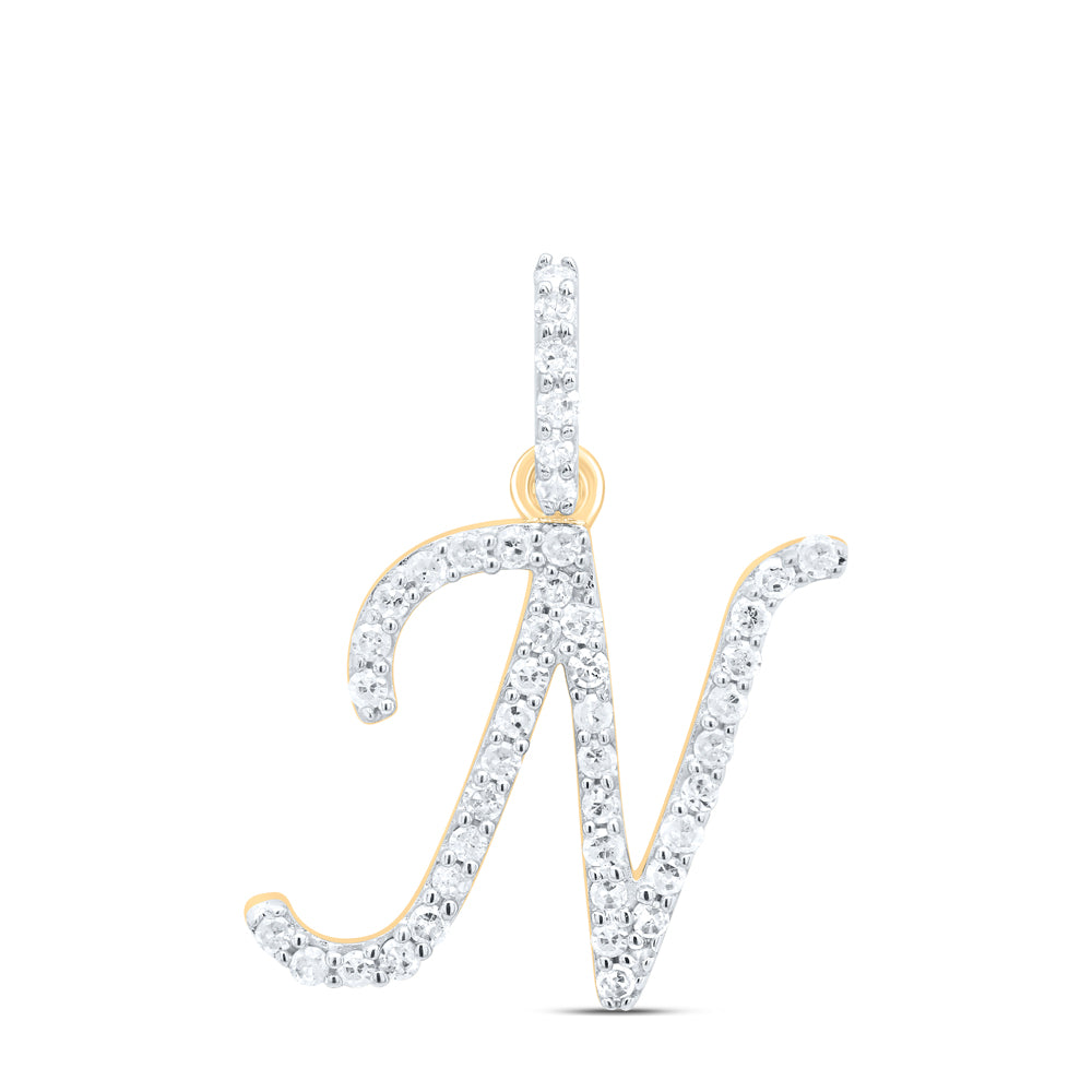 10kt Yellow Or White Gold Natural Diamond Initial Pendant