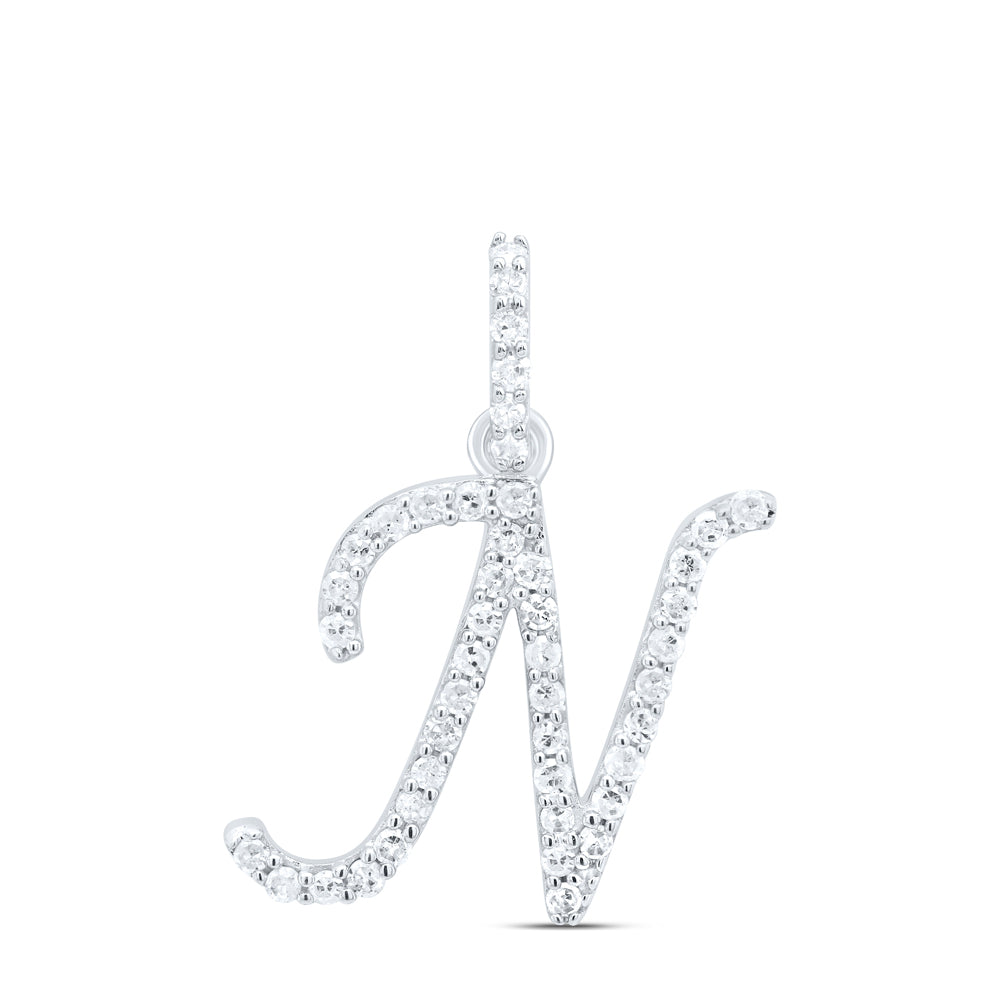 10kt Yellow Or White Gold Natural Diamond Initial Pendant