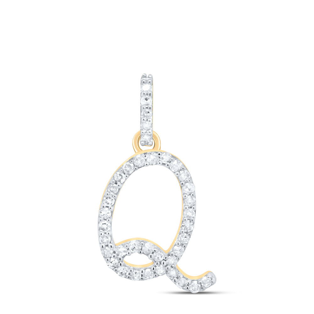 10kt Yellow Or White Gold Natural Diamond Initial Pendant