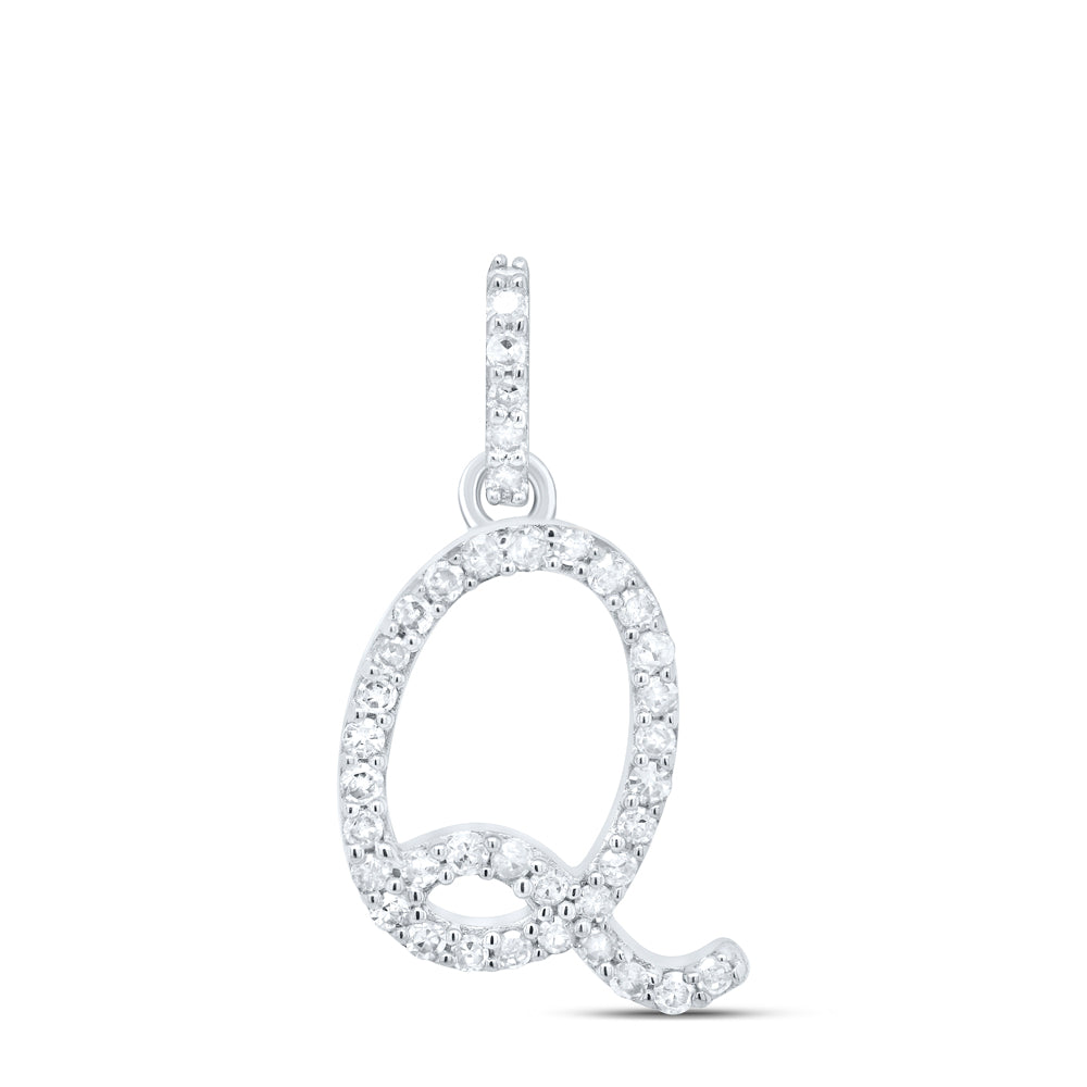 10kt Yellow Or White Gold Natural Diamond Initial Pendant