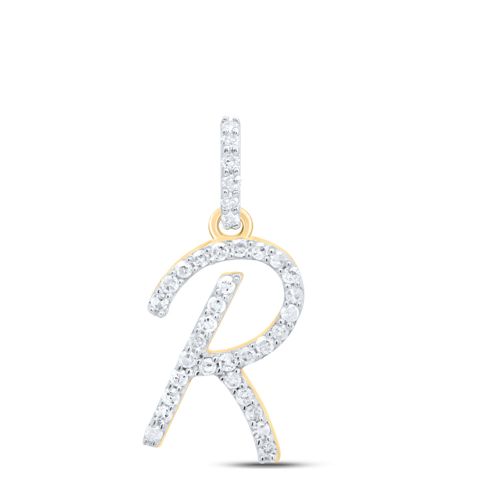 10kt Yellow Or White Gold Natural Diamond Initial Pendant
