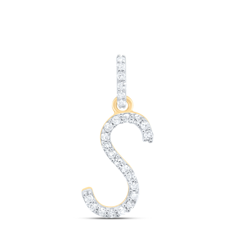 10kt Yellow Or White Gold Natural Diamond Initial Pendant