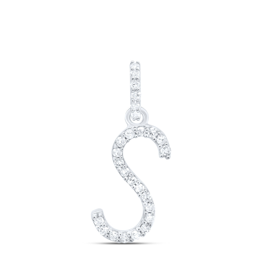 10K White Gold Natural Diamond P1 Gift Initial Pendant