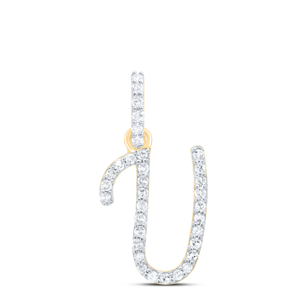 10kt Yellow Or White Gold Natural Diamond Initial Pendant