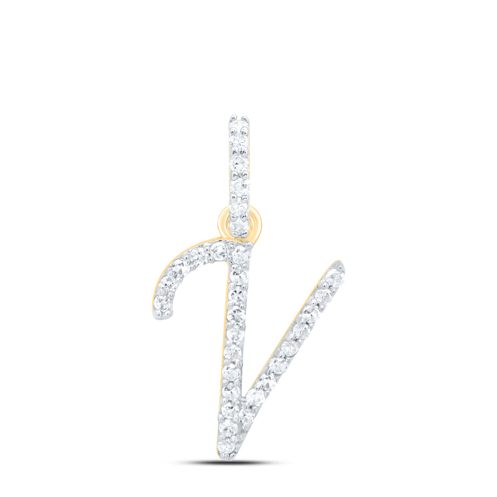 10kt Yellow Or White Gold Natural Diamond Initial Pendant