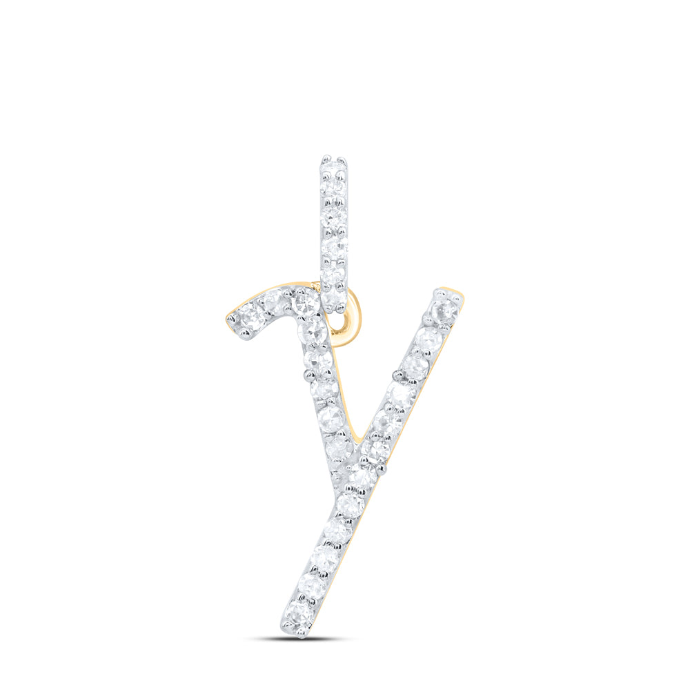 10kt Yellow Or White Gold Natural Diamond Initial Pendant