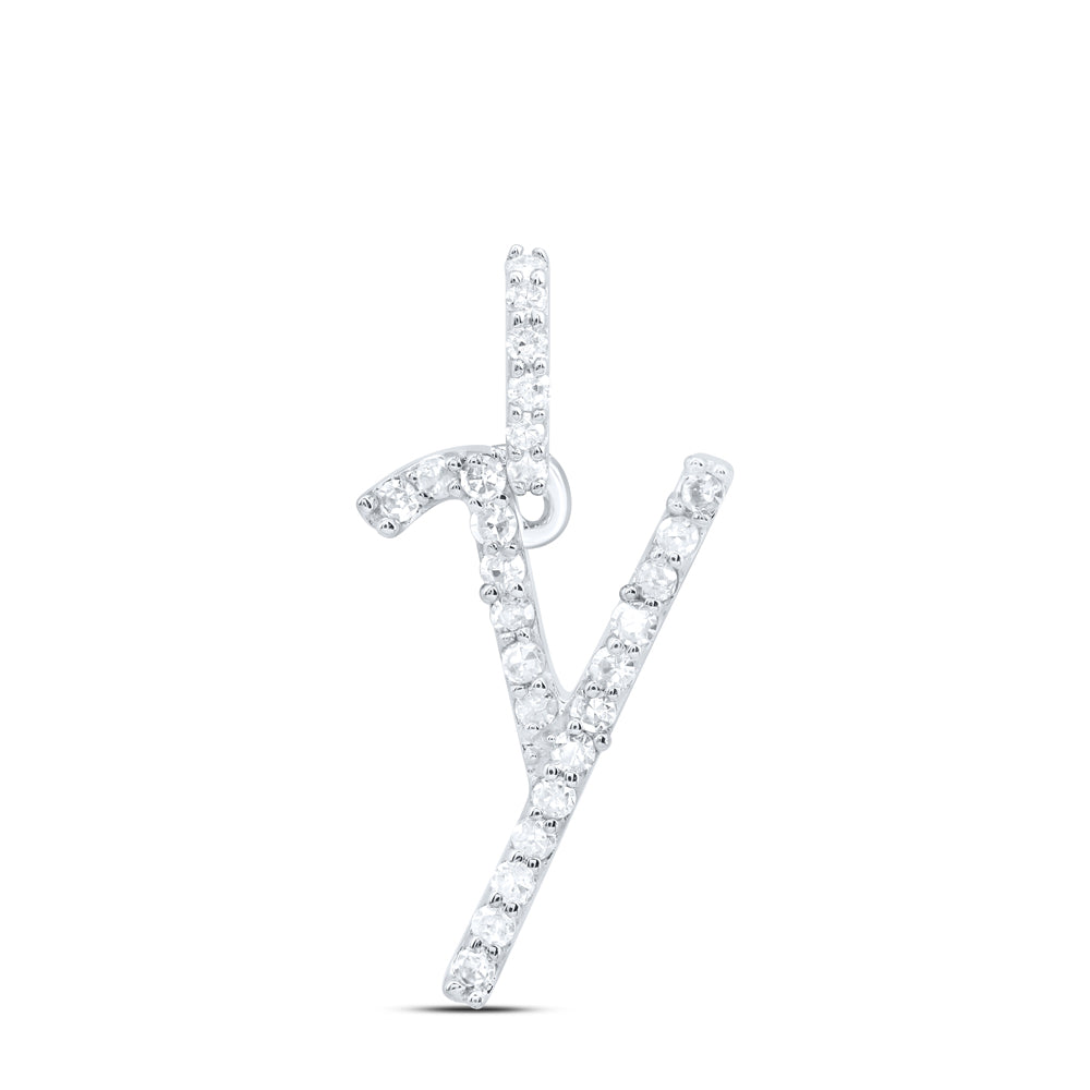 10kt Yellow Or White Gold Natural Diamond Initial Pendant