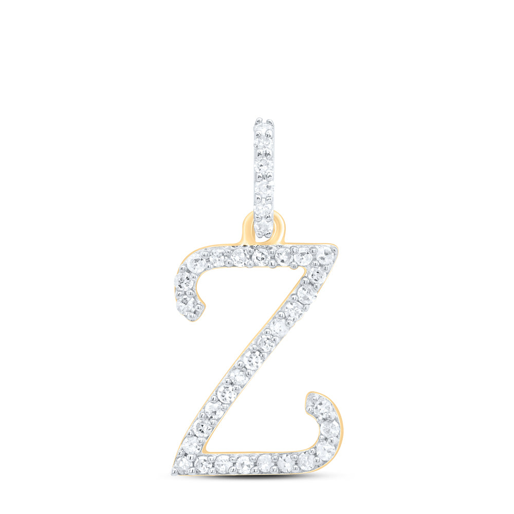 10kt Yellow Or White Gold Natural Diamond Initial Pendant