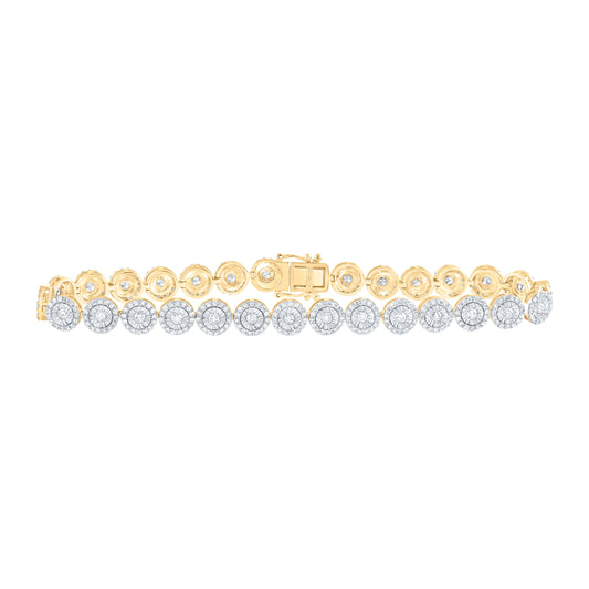 10kt Yellow Gold 4 Cttw Natural Diamond Fashion Men's Round Bracelet, Length: 8.5 Inch