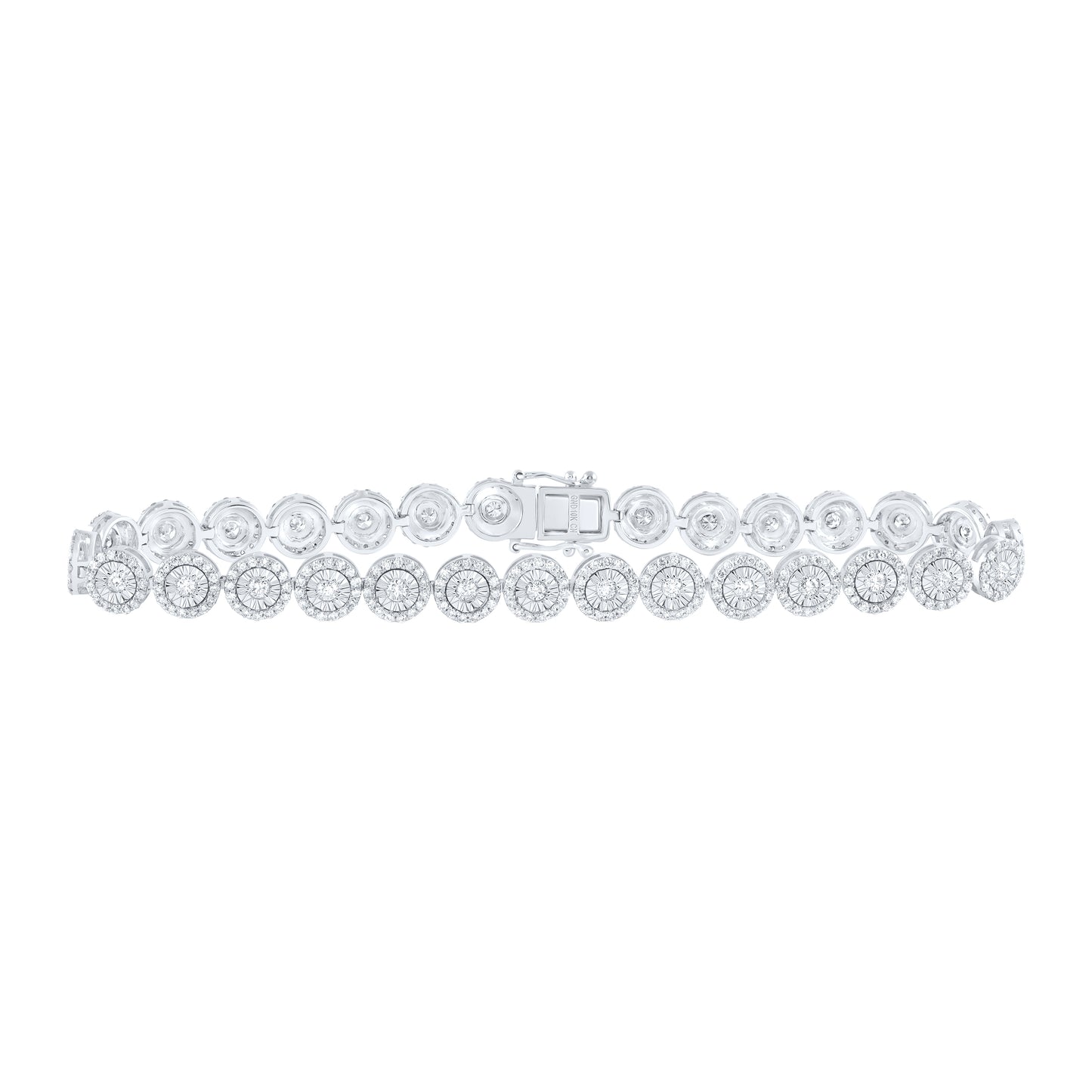 10kt White Gold 3 1/3 Cttw Natural Diamond Fashion Ladies Round Bracelet, Length: 7 Inch