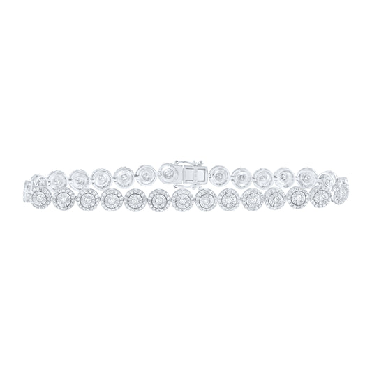 10kt White Gold 3 1/3 Cttw Natural Diamond Fashion Ladies Round Bracelet, Length: 7 Inch