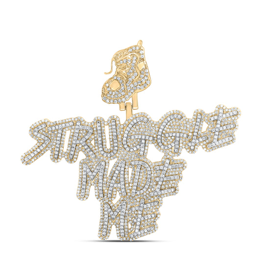 10kt Yellow Gold 3 3/4 Cttw Natural Diamond Fashion " Struggle Made Me" Men's Charm