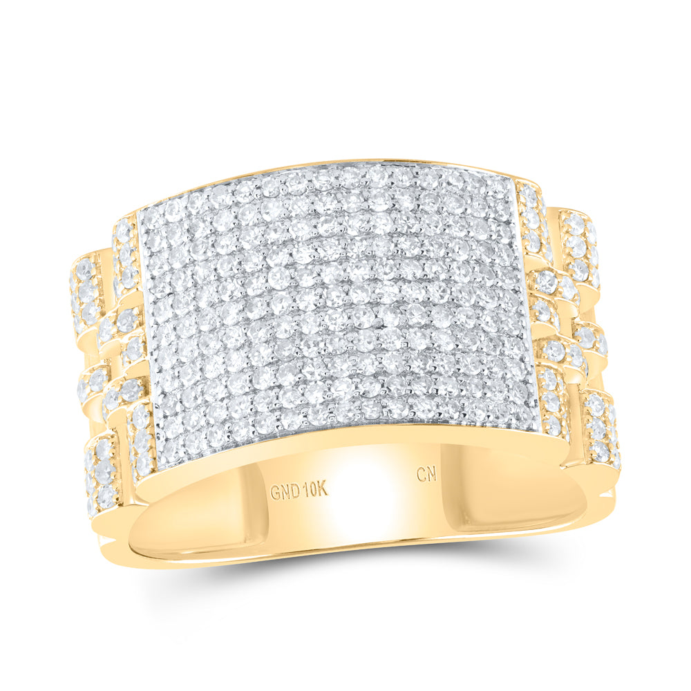 10kt Yellow Gold 1 1/4 Cttw Natural Diamond Mens Ring, Men Size: 8-12