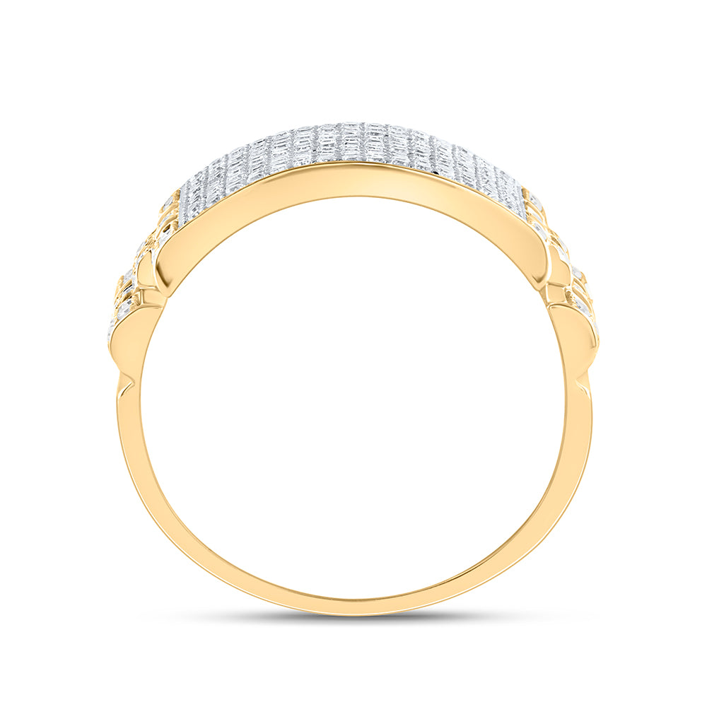 10kt Yellow Gold 1 1/4 Cttw Natural Diamond Mens Ring, Men Size: 8-12