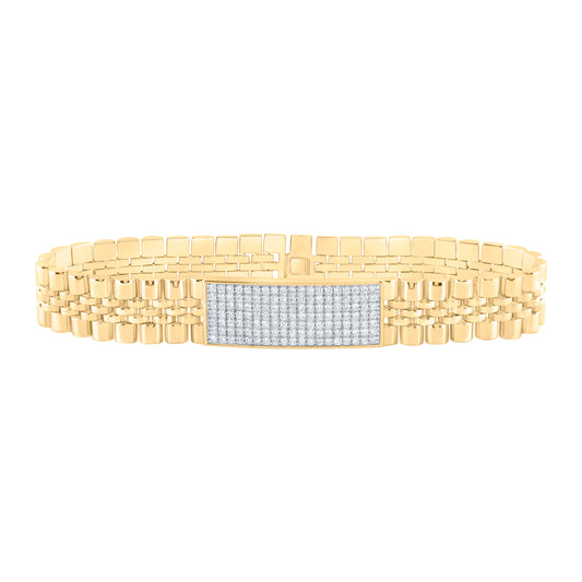 10kt Yellow Gold 1 7/8 Cttw Natural Diamond Mens Bracelet, Length: 8.5 Inch