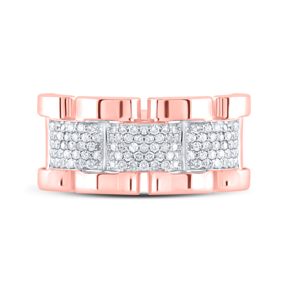 10kt Rose Gold 1/2 Cttw Natural Diamond Mens Ring, Men Size: 8-12