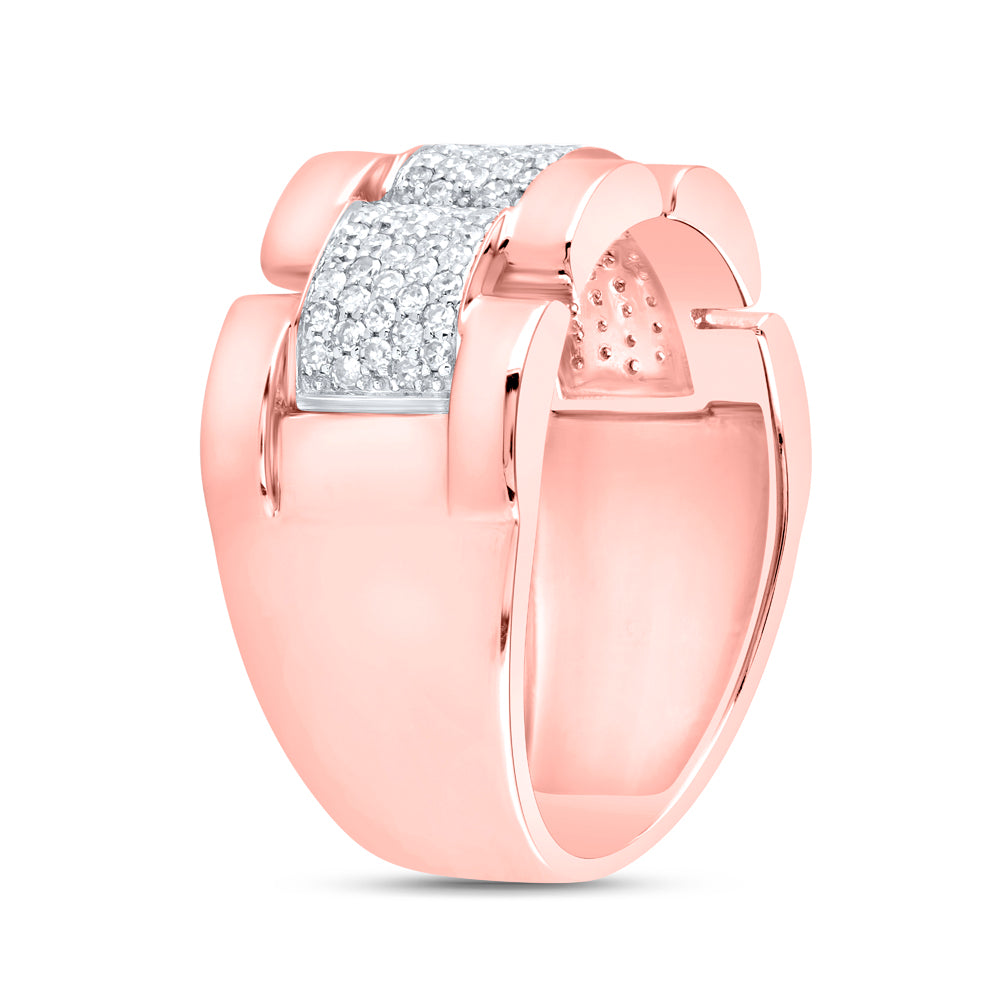 10kt Rose Gold 1/2 Cttw Natural Diamond Mens Ring, Men Size: 8-12