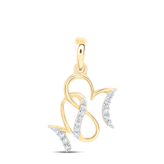 10kt Yellow Gold Natural Diamond "mom" Pendant