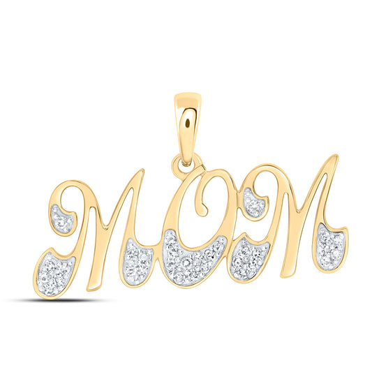 10kt Yellow Gold Natural Diamond "mom" Pendant