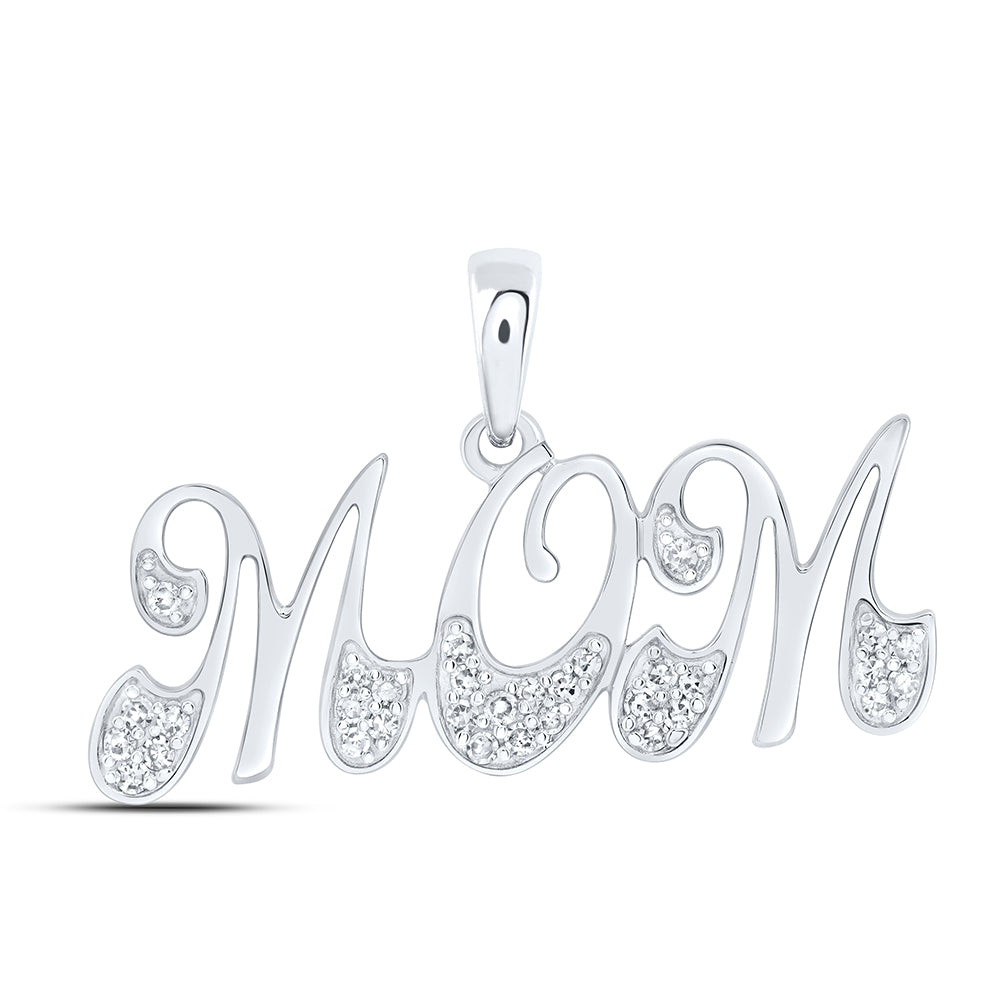 10kt Yellow Gold Natural Diamond "mom" Pendant