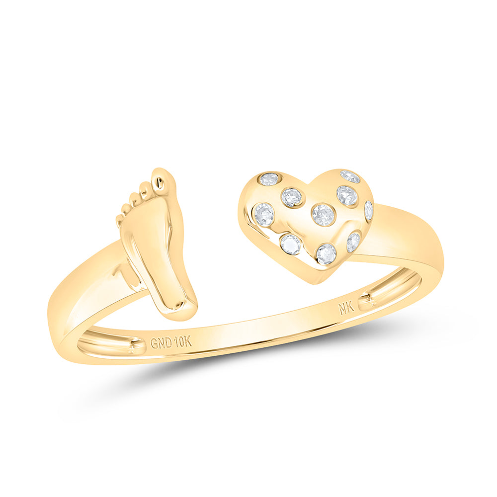 10kt Yellow Gold 1/20 Cttw Natural Diamond Heart Wedding Engagement Anniversary Ring, Women Size: 5-9