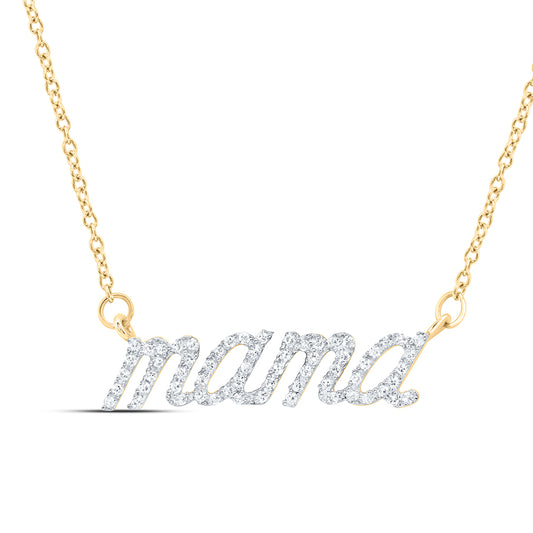 10kt Yellow Gold 1/5 Cttw Natural Diamond " Mama" Necklace, Length: 18 Inch