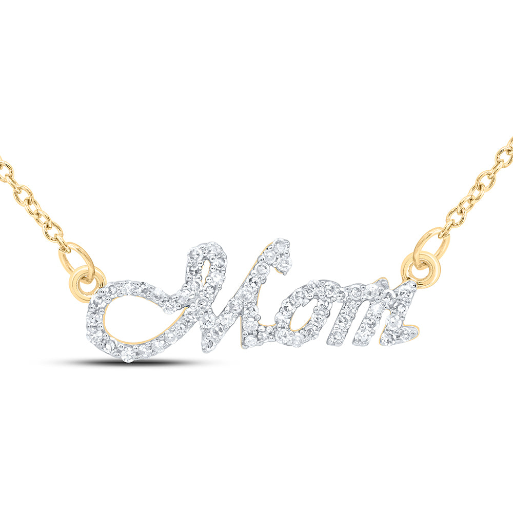 10kt Yellow Or White Gold Natural Diamond "mom" Necklace, Length: 18 Inch