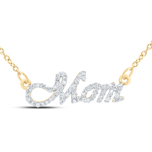 10kt Yellow Or White Gold Natural Diamond "mom" Necklace, Length: 18 Inch
