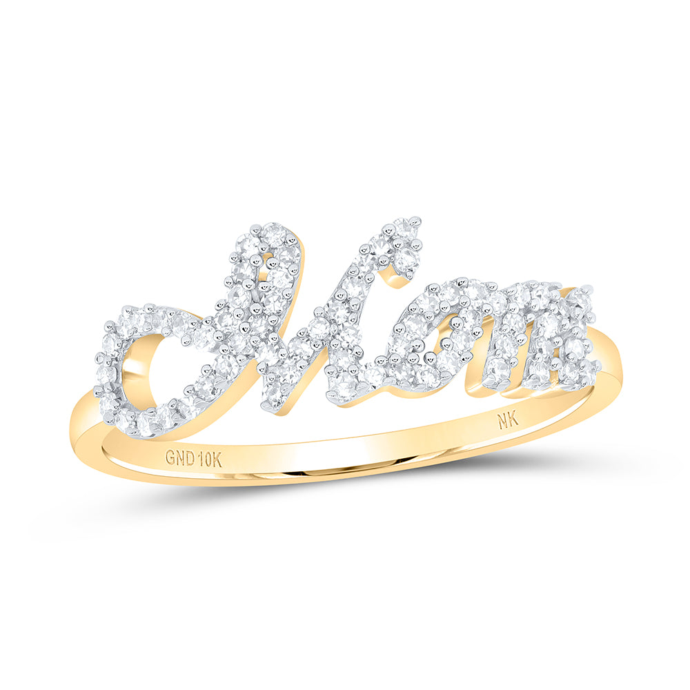 10kt Yellow Or White Gold Natural Diamond "mom" Wedding Engagement Anniversary Ring