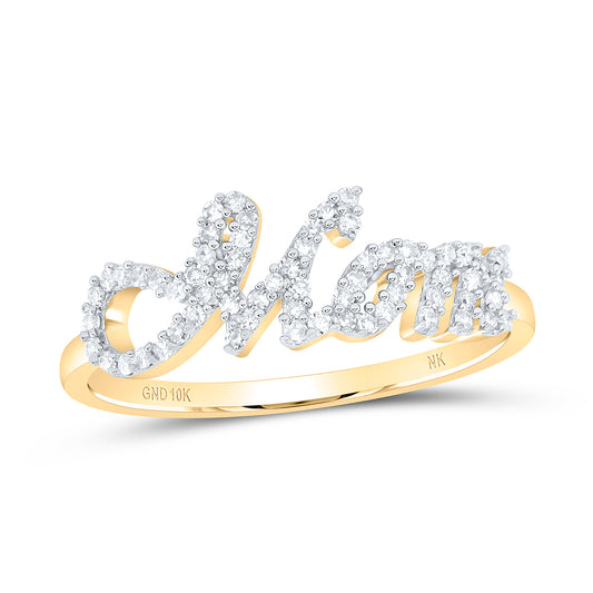 10kt Yellow Or White Gold Natural Diamond "mom" Wedding Engagement Anniversary Ring