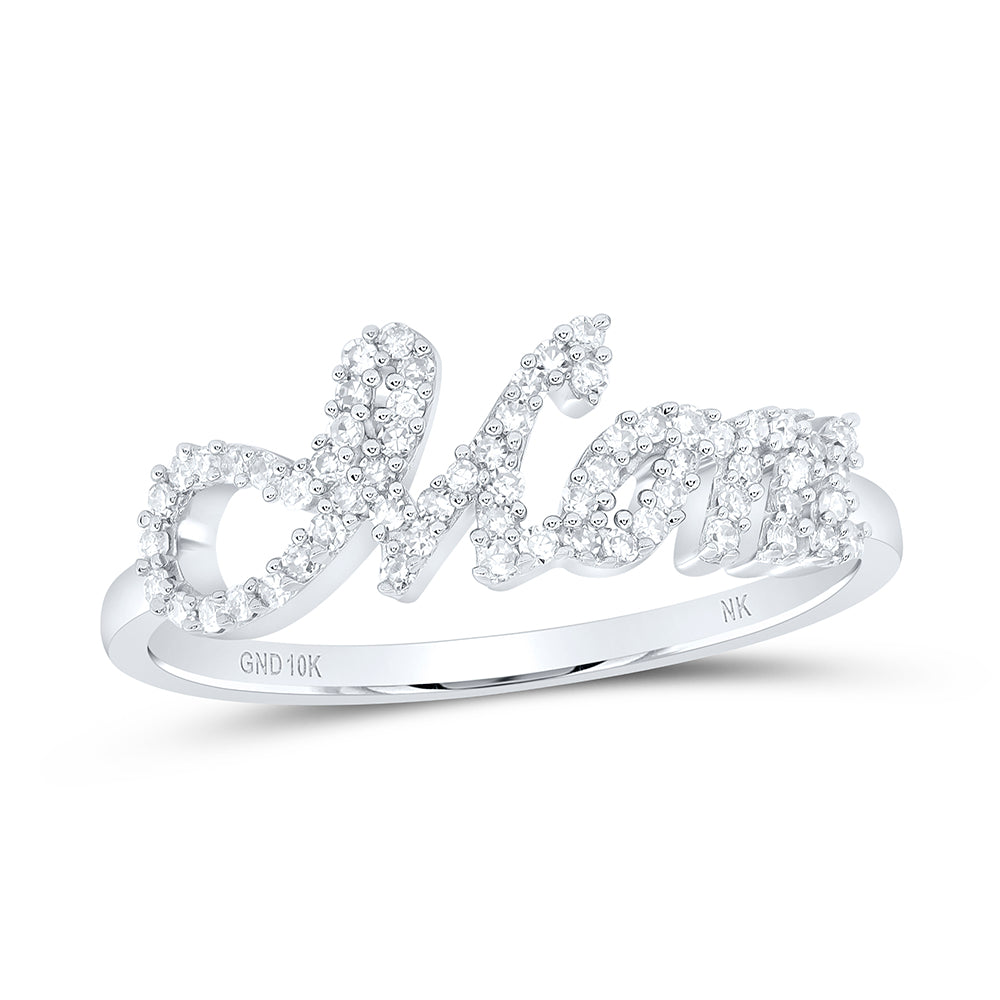 10kt Yellow Or White Gold Natural Diamond "mom" Wedding Engagement Anniversary Ring