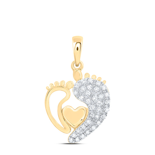 10kt Yellow Gold 1/8 Cttw Natural Diamond Heart Pendant