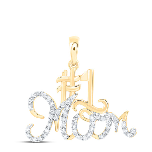 10kt Yellow Or White Gold Natural Diamond "mom" Pendant