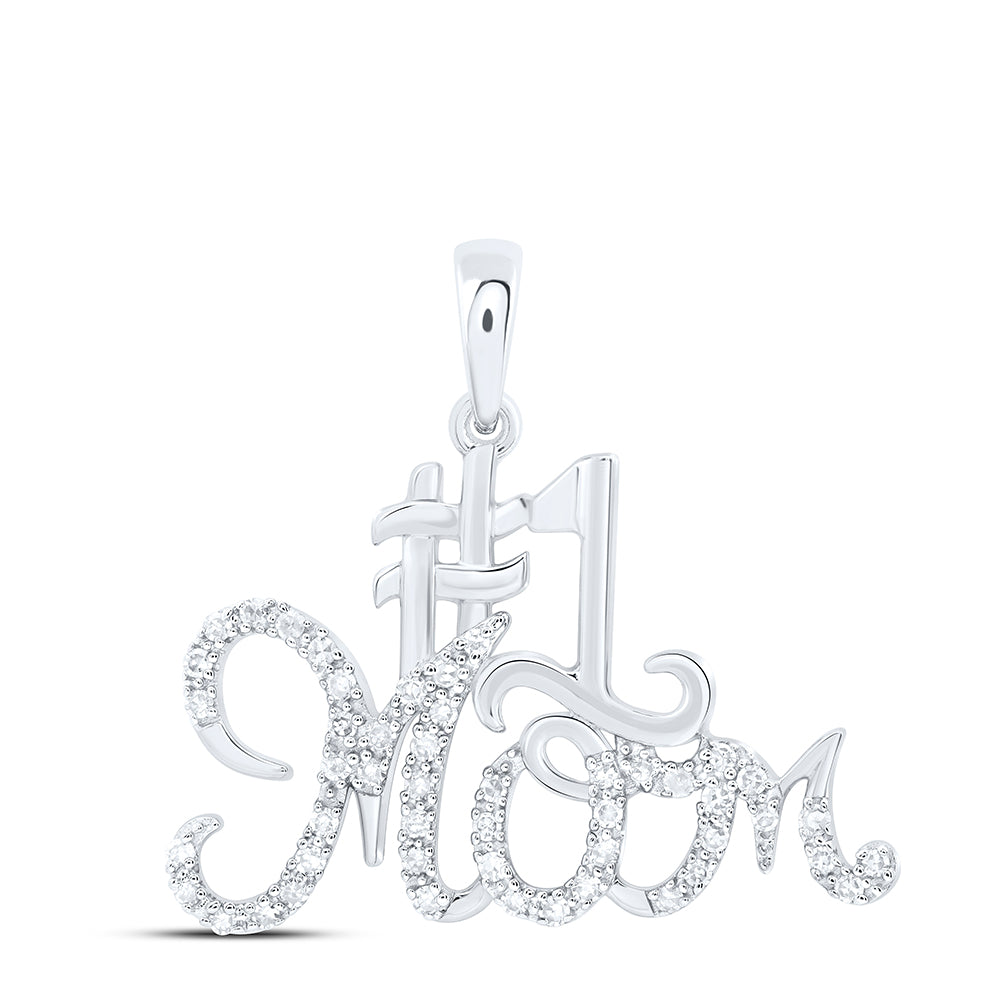 10kt Yellow Or White Gold Natural Diamond "mom" Pendant