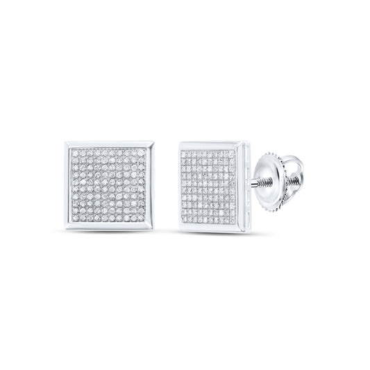 10kt White Gold 1.00 Cttw Diamond Micro-pave Square Earrings