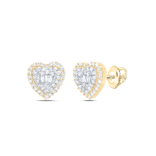 10kt Yellow Gold 1/4 Cttw Natural Diamond Fashion Heart Stud Earring
