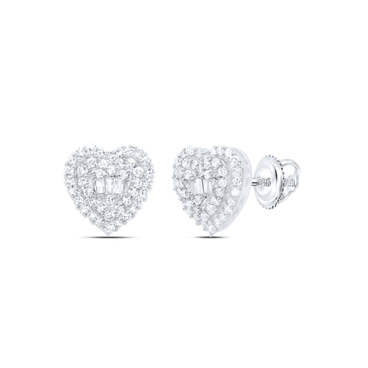 10kt White Gold 1/4 Cttw Natural Diamond Fashion Heart Stud Earring