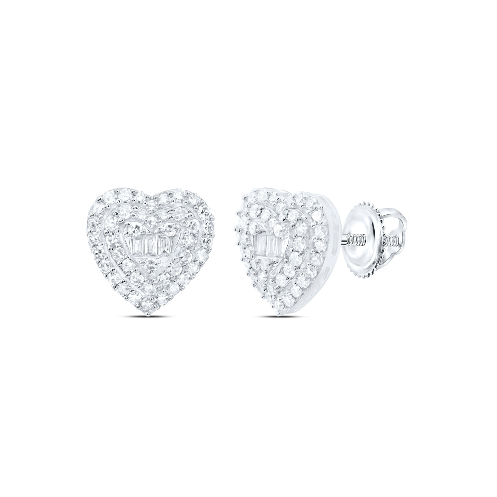 10kt White Gold 1/2 Cttw Natural Diamond Fashion Heart Stud Earring
