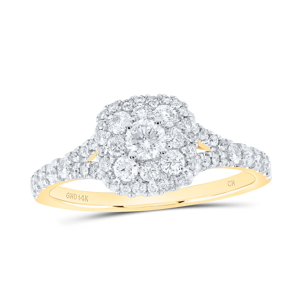 14kt Yellow Gold 3/4 Cttw Natural Diamond Fashion Cushion Wedding Engagement Anniversary Ring, Women Size: 5-9