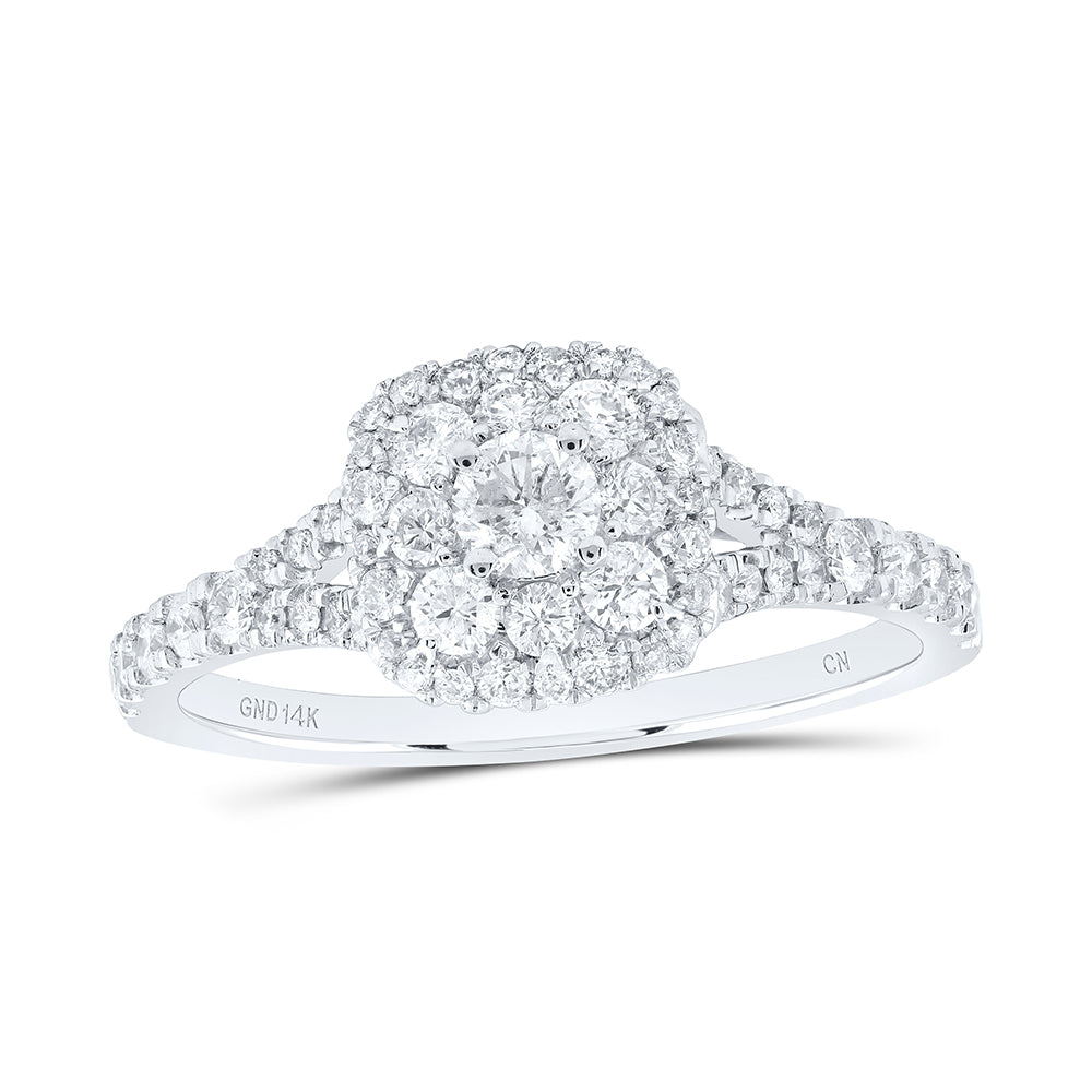 14kt White Gold 3/4 Cttw Natural Diamond Fashion Cushion Wedding Engagement Anniversary Ring, Women Size: 5-9