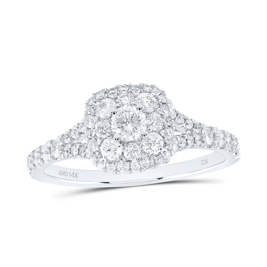 14kt White Gold 3/4 Cttw Natural Diamond Fashion Cushion Wedding Engagement Anniversary Ring, Women Size: 5-9