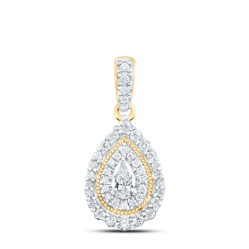 10kt Yellow Gold 3/8 Cttw Natural Diamond Fashion Pear Pendant