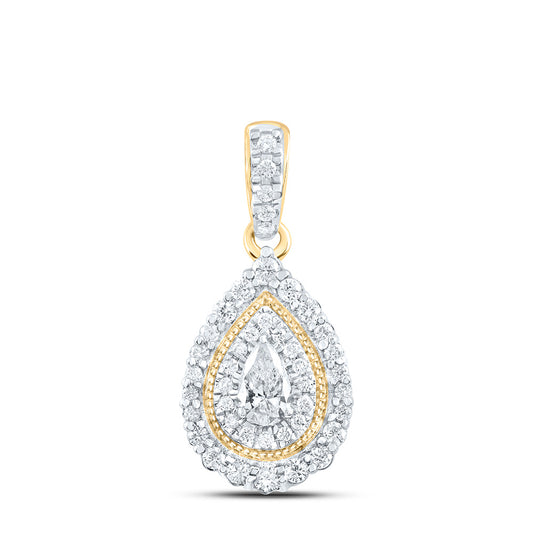 10kt Yellow Gold 3/8 Cttw Natural Diamond Fashion Pear Pendant