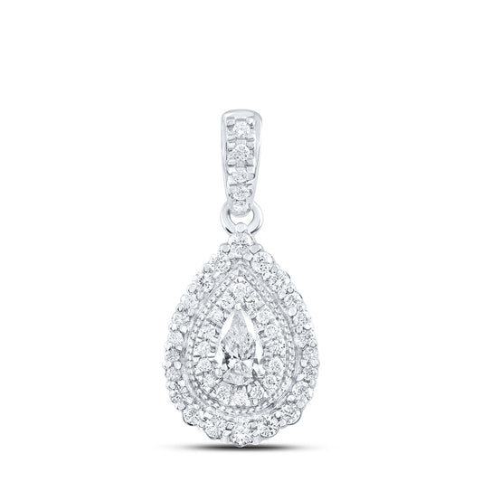 10K White Gold 3/8 Ctw Natural Diamond Fashion Pear Pendant