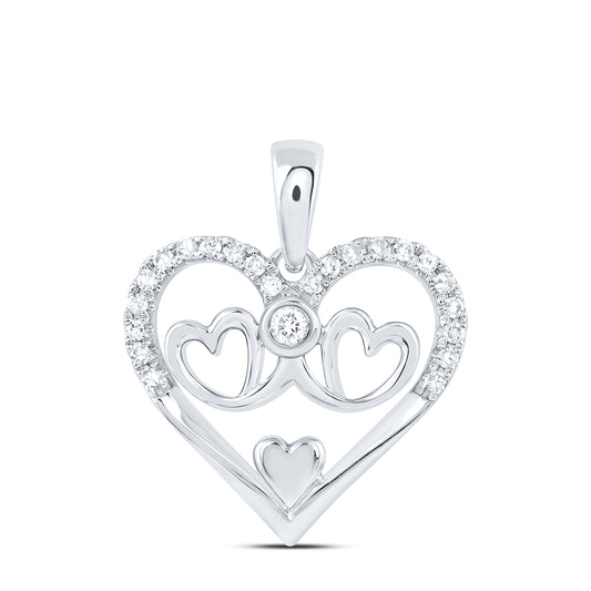 10kt White Gold 1/10 Cttw Natural Diamond Mom Heart Pendant