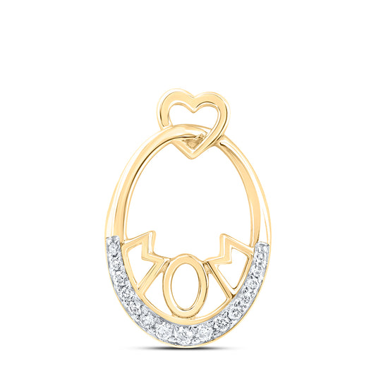 10kt Yellow Gold 1/10 Cttw Natural Diamond Mom Heart Pendant