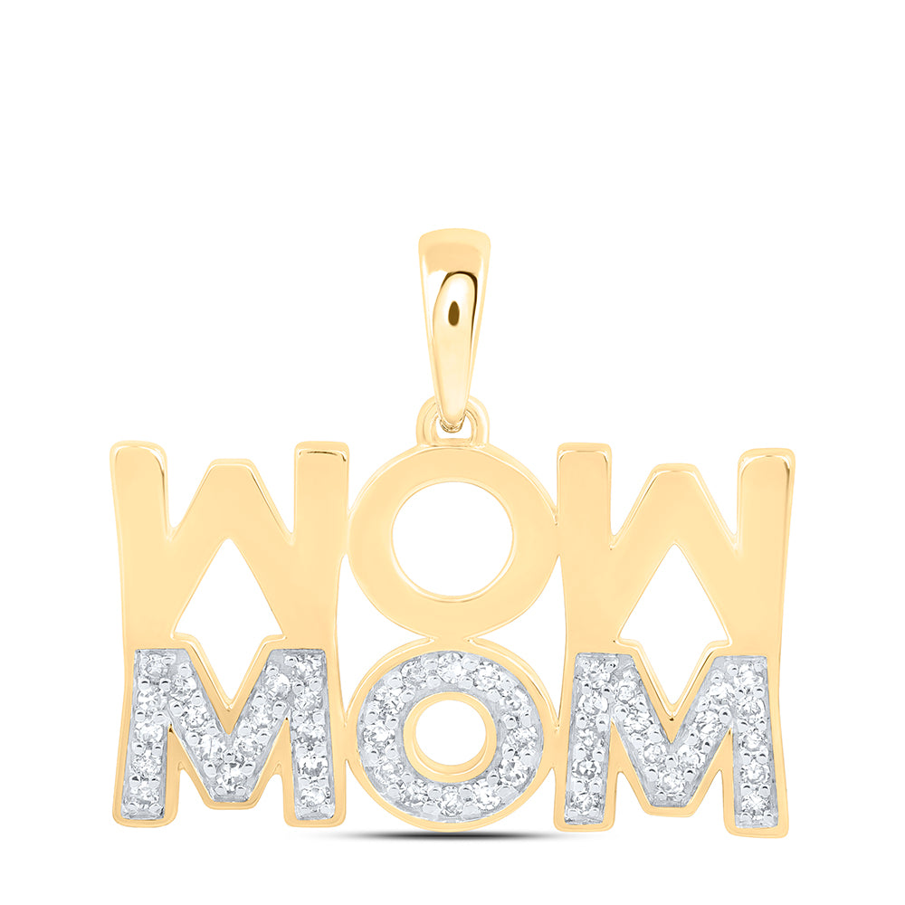 10kt Yellow Gold 1/5 Cttw Natural Diamond Mom Pendant