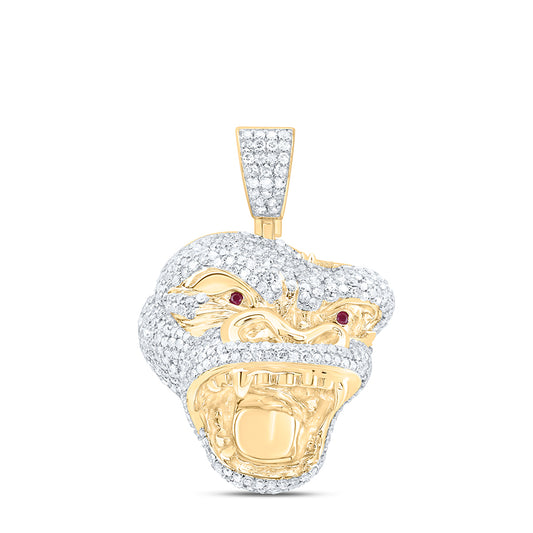 10kt Yellow Gold 2 1/2 Cttw Natural Diamond Gorilla Mens Charm